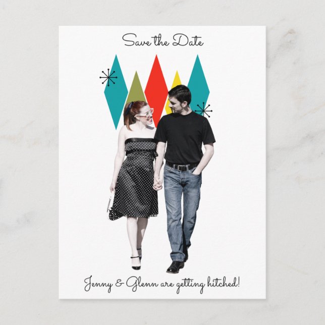 Carte Postale Faire-part Rock and Roll 1950s Style Enregistrer la date (Devant)