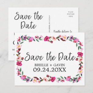 Carte Postale Faire-part Romantic Fairytale Blossom Wreath Enregistrer la d