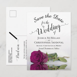 Carte Postale Faire-part Romantique Magenta Berry Rose mariage Enregistrer 