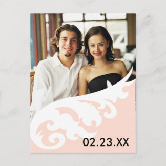 Carte Postale Faire-part Rose Blanc Élégant Design Photo Enregistrer Les Da
