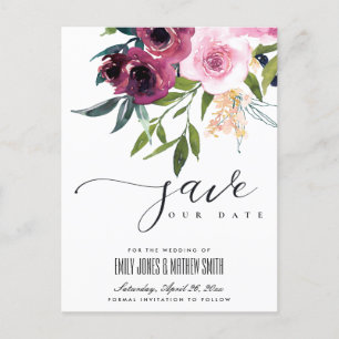 CARTE POSTALE FAIRE-PART ROSE BRILLANT BOURGUIGNON FLORAL ENSEMBLE SAUVEGAR