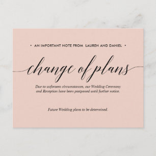 Carte Postale Faire-part Rose Changement de régime Mariage reporté annulé