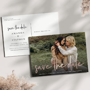 Carte Postale Faire-part Rose d'esquisse décontracté   Mariage photo Enregi