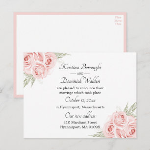 Carte Postale Faire-part Rose Élégante Florale Rose Fleurie Mariée Anno Mar