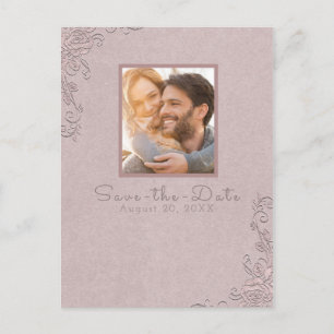 Carte Postale Faire-part Rose Élégante Rustique Vintage Photo Enregistrer l
