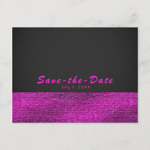 Carte Postale Faire-part Rose et gris moderne glamour sequins à la date d'e