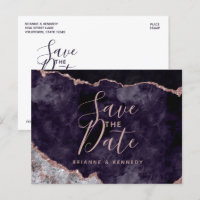 Rose Gold Agate Marbre Mauve Save the Date