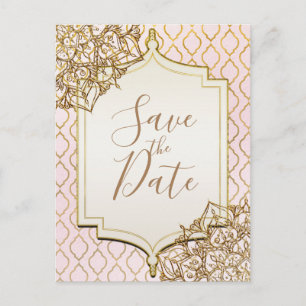 Carte Postale Faire-part Rose Gold Maroc Nuits Arabes Enregistrer la Date