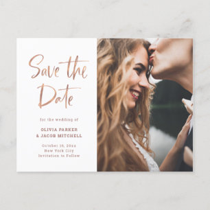 Carte Postale Faire-part Rose Gold Moderne et Élégant Enregistrer la Date