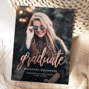 Carte Postale Faire-part rose Gold Photo Graduation