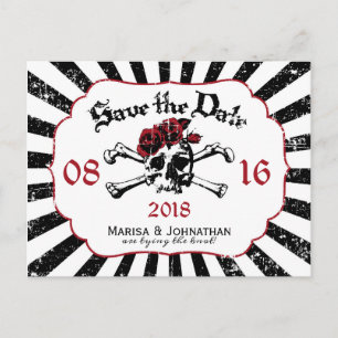 Carte Postale Faire-part Rose gothique crâne Grunge Pirate Enregistrer la d