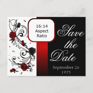 Carte Postale Faire-part Rose moderne rouge et noir Enregistrer la date Car