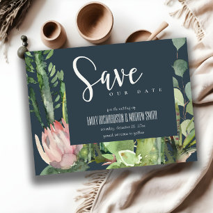 CARTE POSTALE FAIRE-PART ROSE NAVY FLEUR DÉSERTE CACTUS FAUNE ÉVÉNEMENT À V