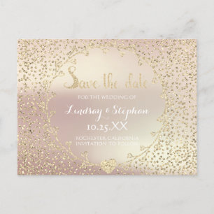 Carte Postale Faire-part Rose Parties scintillant Confetti Champaigne Enreg