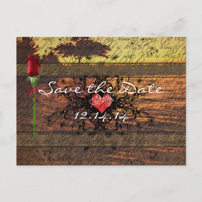 Carte Postale Faire-part Roses anciennes sépia sous les vagues apaisantes (Devant)