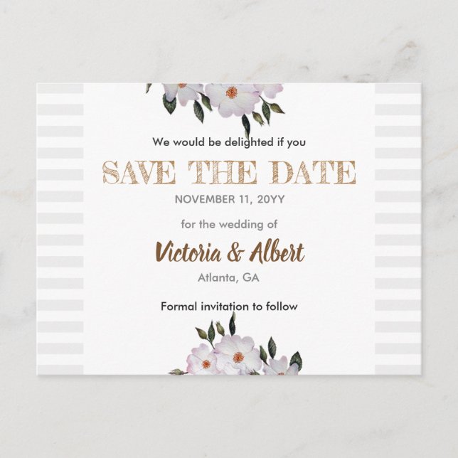 Carte Postale Faire-part Roses Aquarelle Ballerina Mariage Enregistrer La D (Devant)