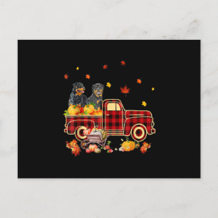 Carte Postale Faire-part Rottweiler Citrouille Camion Automne Leaf Thanksgi