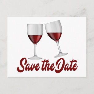 Carte Postale Faire-part Rouge Bourgogne Enregistrer la date Vins Mariage