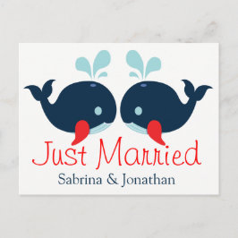 Carte Postale Faire-part Rouge nautique vient de se marier Mariage Marine B
