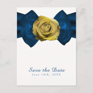 Carte Postale Faire-part Ruban Bleu et Rose Jaune Enregistrez la Date TOUTE