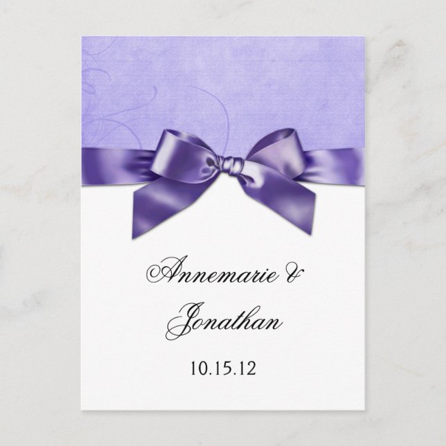 Carte Postale Faire-part Ruban de satin violet Enregistrer la date (Devant)