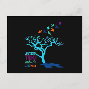 Carte Postale Faire-part Ruban de sensibilisation à l'autisme Pensez en deh