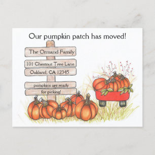 Carte Postale Faire-part Rustic Automne Nouveau patch Citrouille d'adresse