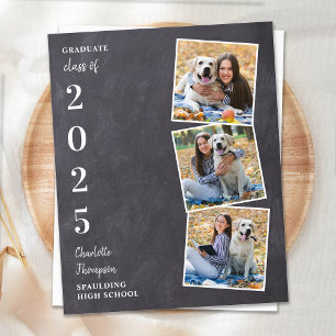 Carte Postale Faire-part Rustic Chalkboard Photo Collage Graduation