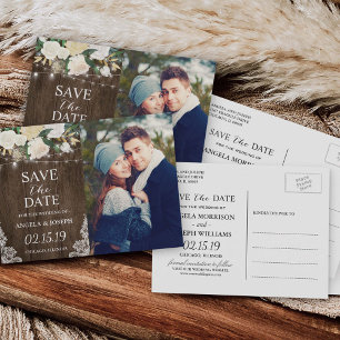 Carte Postale Faire-part Rustic Chic Romantic Floral Enregistrer la date Ph