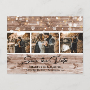 Carte Postale Faire-part Rustic Country Grange Bois Photo Enregistrer La Da