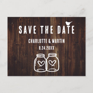Carte Postale Faire-part Rustic Country Wood Wedding Enregistrer La Date Ca