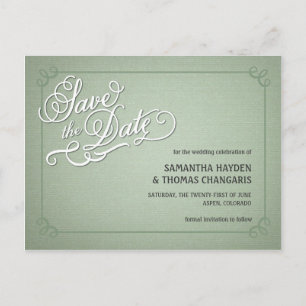 Carte Postale Faire-part Rustic Fade Green Enregistrer la date