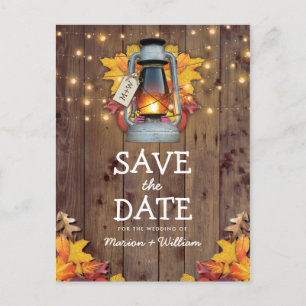 Carte Postale Faire-part Rustic Fall String Lights Automne Enregistrer la d