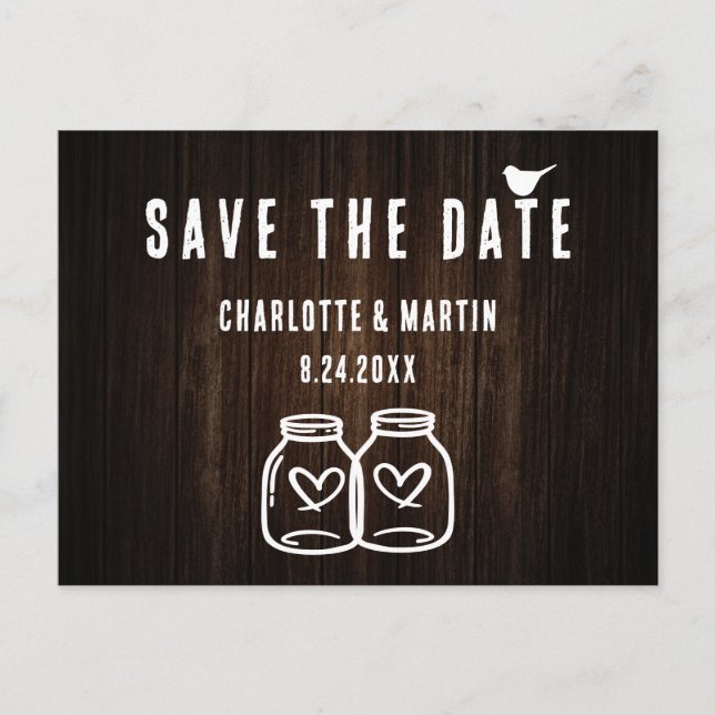 Carte Postale Faire-part Rustic Grange Mariage en bois Enregistrer la date  (Devant)
