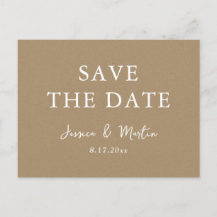 Carte Postale Faire-part Rustic Kraft Papier Mariage Enregistrer La Date