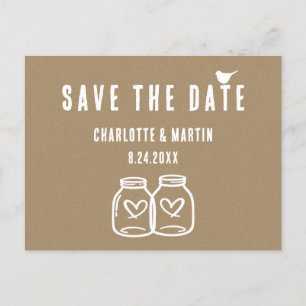 Carte Postale Faire-part Rustic Kraft Papier Mariage Enregistrer La Date Ca