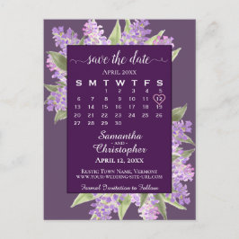 Carte Postale Faire-part Rustic Lilacs Wedding Enregistrer la date Calendri