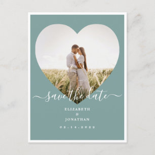 Carte Postale Faire-part Rustic Mint Green Photo Mariage Enregistrer La Dat