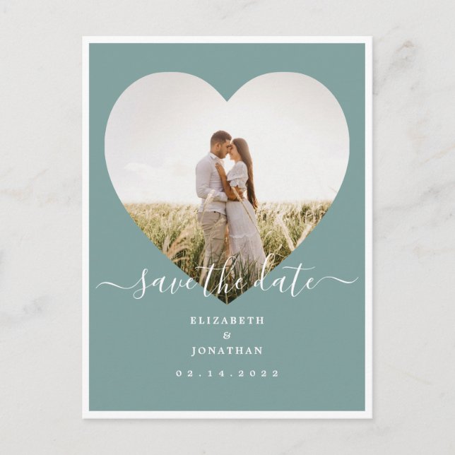 Carte Postale Faire-part Rustic Mint Green Photo Mariage Enregistrer La Dat (Devant)