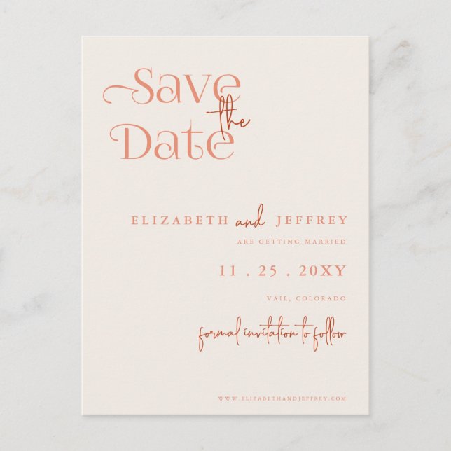 Carte Postale Faire-part Rustic Retro Boho Terracotta Photo Enregistrer La  (Devant)