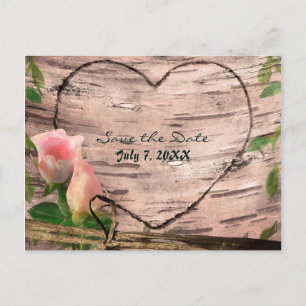 Carte Postale Faire-part Rustic Rose Roses & Vines Birch Enregistrer la car