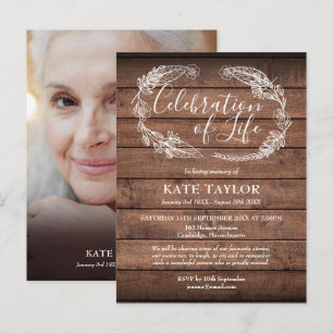 Carte Postale Faire-part Rustic Wood Celebration of Life Photo