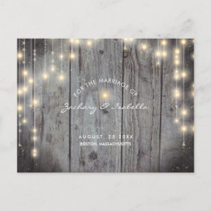 Carte Postale Faire-part Rustique avec Lumières Enregistrez la Date