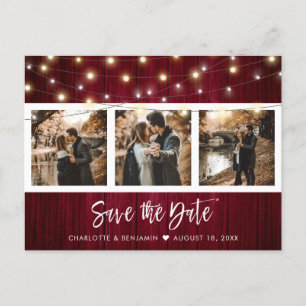 Carte Postale Faire-part Rustique Bourgogne Photo Mariage de automne Enregi