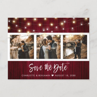Carte Postale Faire-part Rustique Bourgogne Photo Mariage de automne Enregi