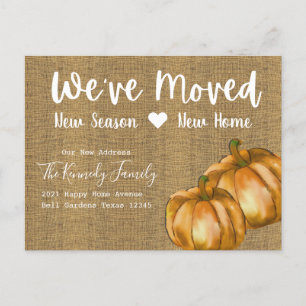 Carte Postale Faire-part Rustique Burlap Aquarelle Citrouille Automne Movin
