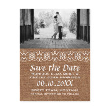 Rustique Calligraphic Faux Burlap Enregistrer la d