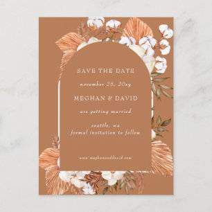 Carte Postale Faire-part Rustique Terracotta Boho Pampas Arché Mariage