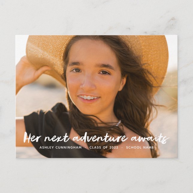 Carte Postale Faire-part Sa prochaine aventure attend moderne photo remise  (Devant)