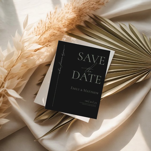 Carte Postale Faire-part Sage Où commence l'éternité Noir Sauvegarder la da (Créateur téléchargé)